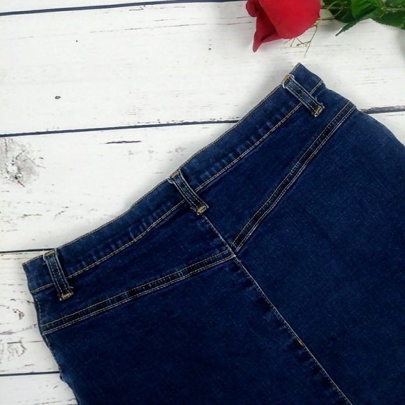 Vintage Two Tone Stretch Denim Pencil Skirt - Picture 4 of 11